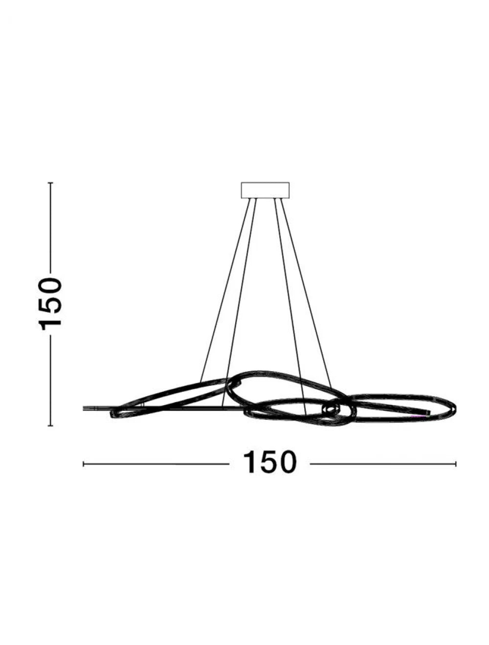 Lustra structura din Aluminiu Auriu si abajur din Acrilic Alb H150xL150cm IP20 158W 11060lm 3000k NUDOS