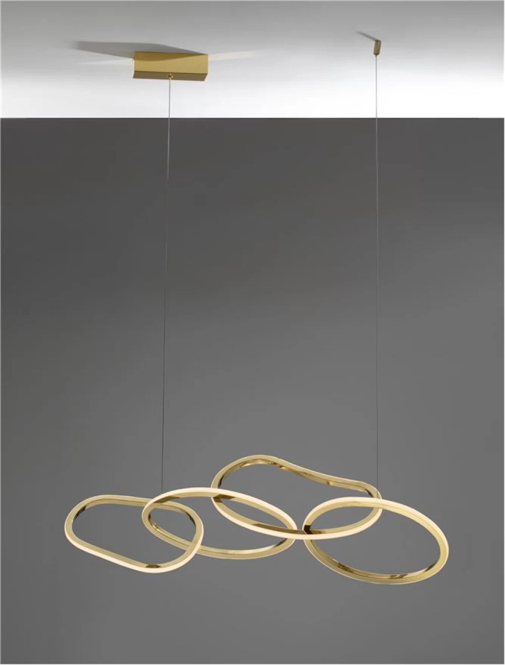 Lustra structura din Aluminiu Auriu si abajur din Acrilic Alb H120xL100cm IP20 51W 2400lm 3000k GIRISH