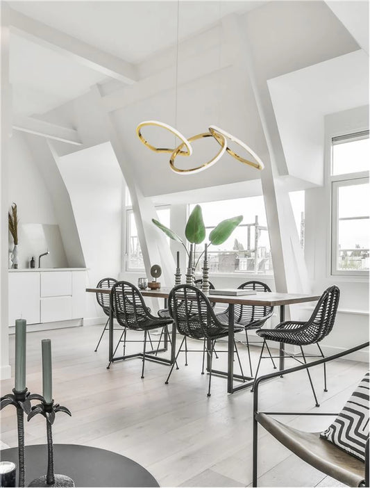 Lustra structura din Aluminiu Auriu si abajur din Acrilic Alb H120xL82cm IP20 41W 2000lm 3000k GIRISH