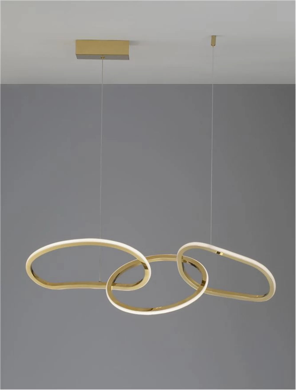 Lustra structura din Aluminiu Auriu si abajur din Acrilic Alb H120xL82cm IP20 41W 2000lm 3000k GIRISH