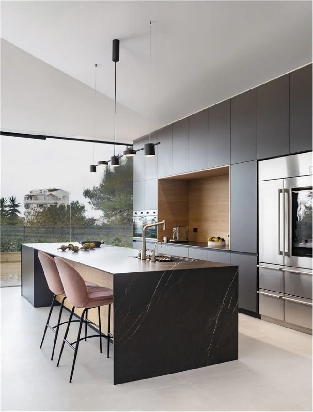 Lustra structura din Aluminiu Negru si abajur din Acrilic Alb H120xL127cm IP20 29W 559lm 3000k NORDIK