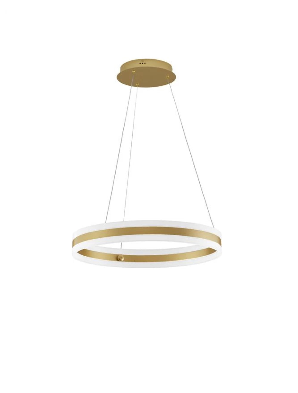 Lustra structura din Aluminiu Auriu si abajur din Acrilic Transparent H150xL60cm IP20 75W 2947lm 3000k AGOS