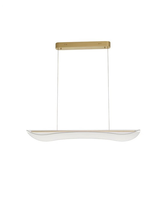Lustra structura din Aluminiu Auriu si abajur din Acrilic Transparent H150xL98cm IP20 34W 2562lm 3000k AGOS