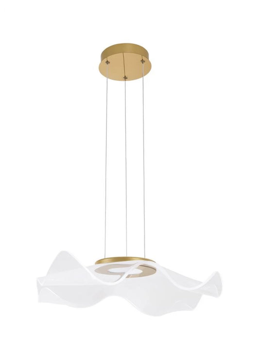 Lustra structura din Aluminiu Auriu si abajur din Acrilic Transparent H150xL50cm IP20 15W 1296lm 3000k SIDERNO
