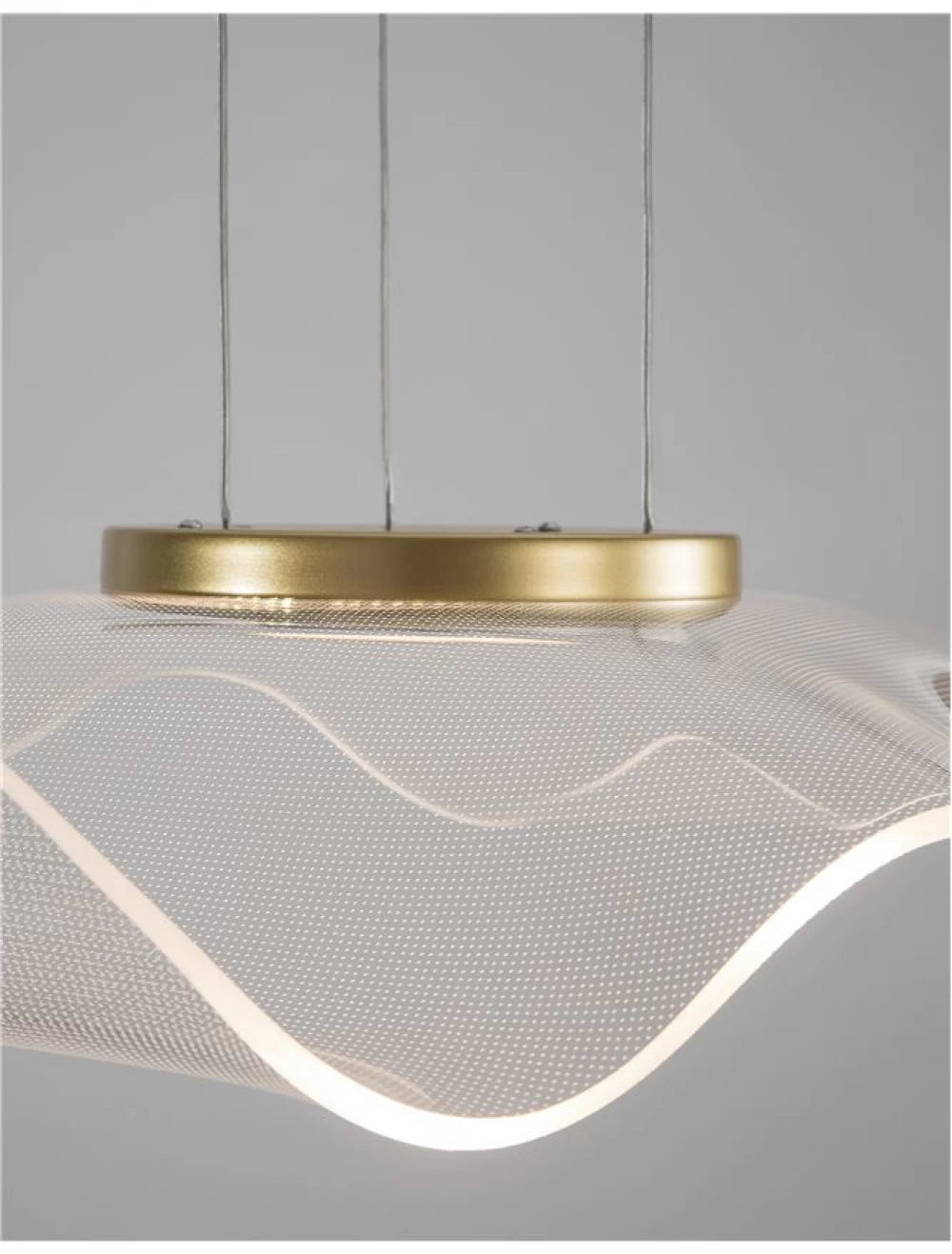 Lustra structura din Aluminiu Auriu si abajur din Acrilic Transparent H150xL50cm IP20 15W 1296lm 3000k SIDERNO