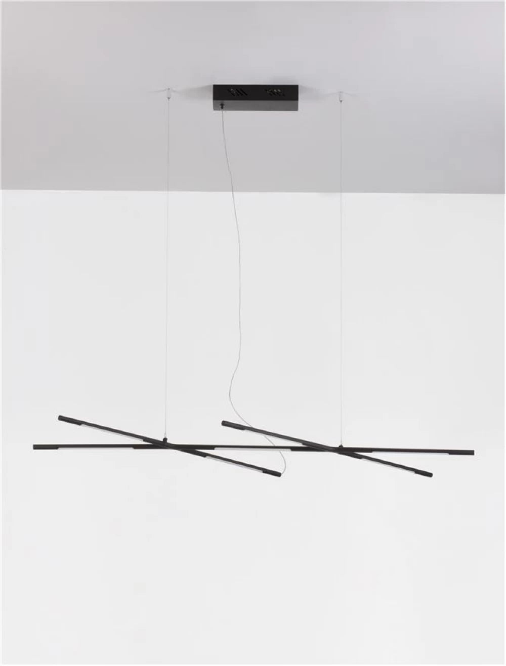 Lustra structura din Metal Negru si abajur din Acrilic Alb H200xL115cm IP20 27W 1308lm 3000k RACCIO