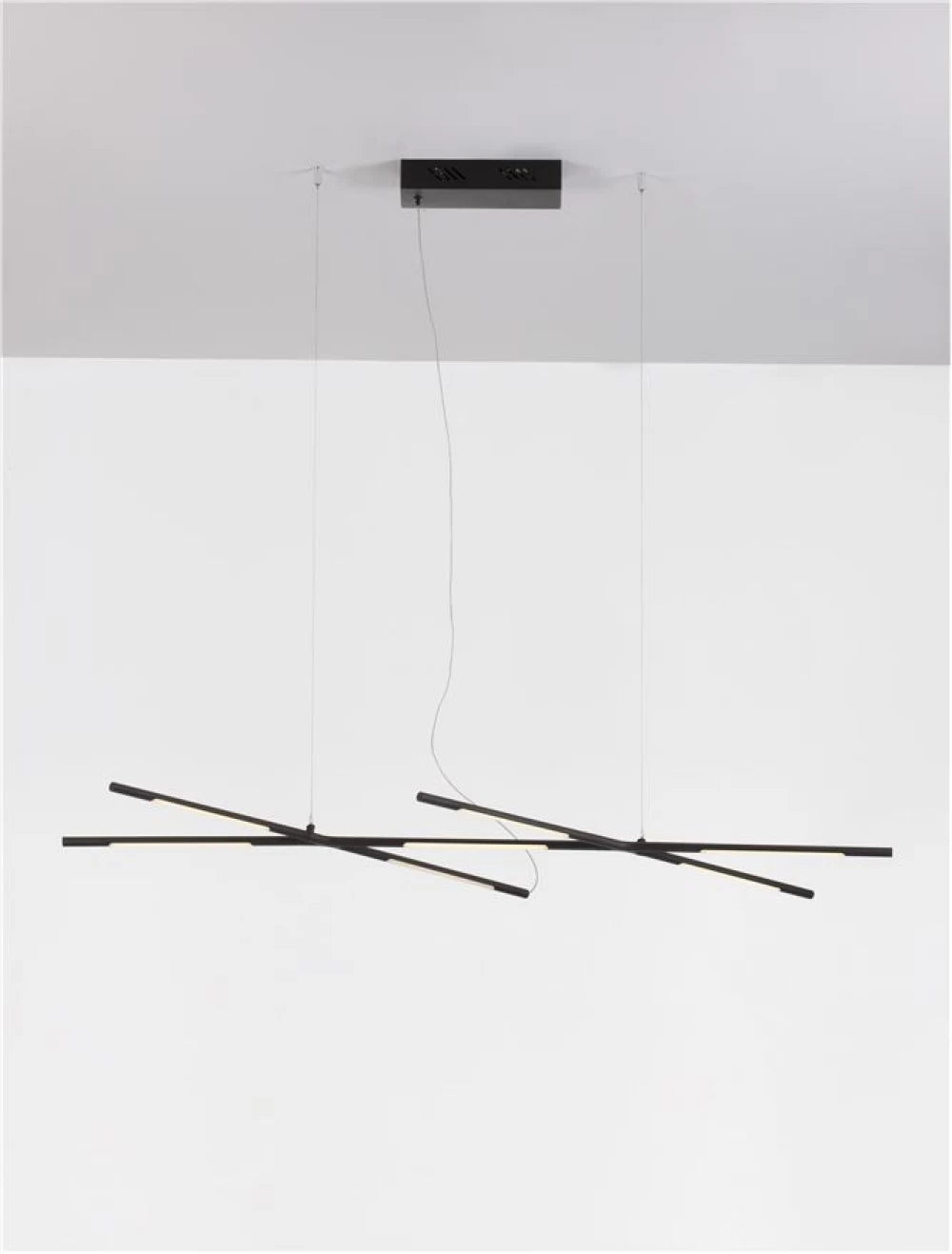 Lustra structura din Metal Negru si abajur din Acrilic Alb H200xL115cm IP20 27W 1308lm 3000k RACCIO