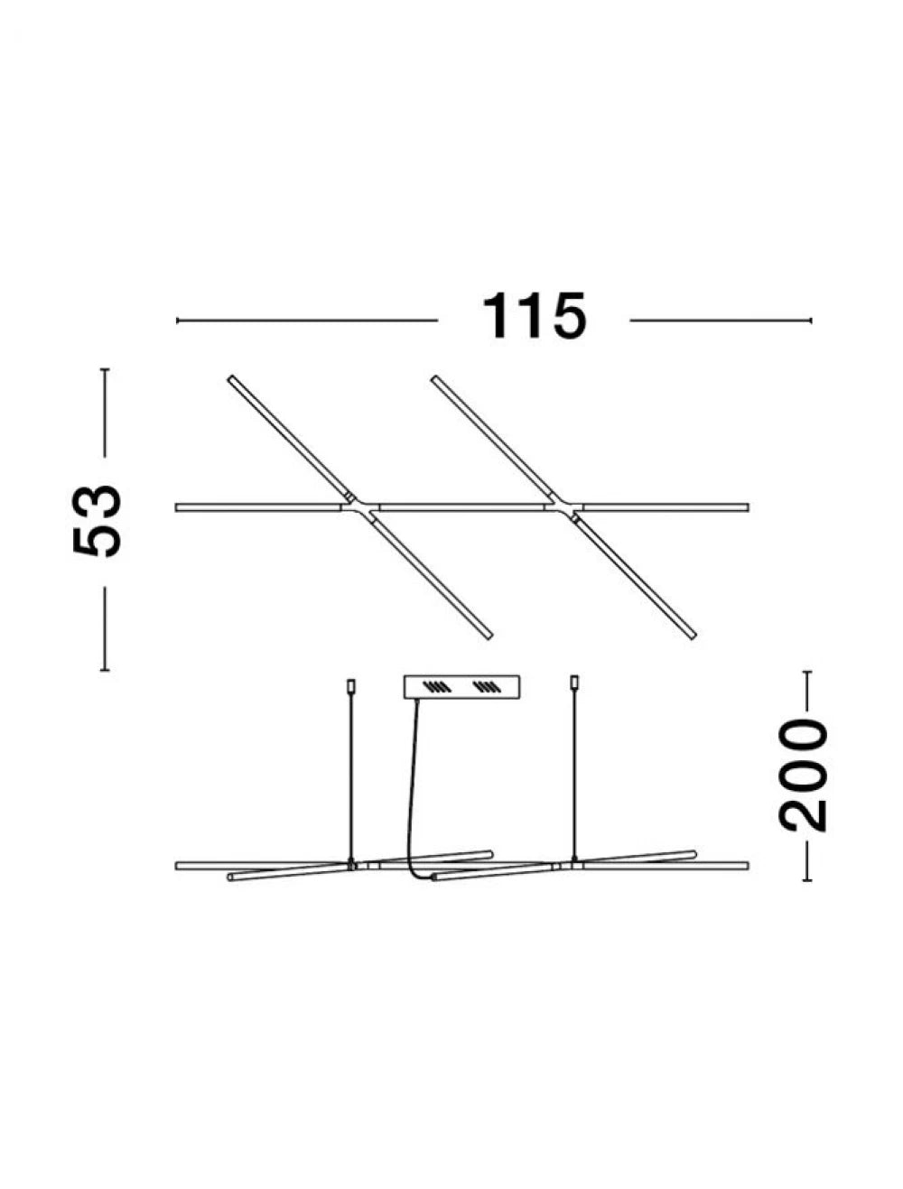 Lustra structura din Metal Negru si abajur din Acrilic Alb H200xL115cm IP20 27W 1308lm 3000k RACCIO