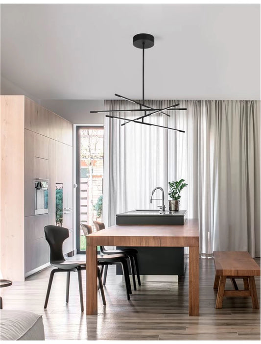 Lustra structura din Metal Negru si abajur din Acrilic Alb H81xL84cm IP20 48W 3633lm 3000k RACCIO