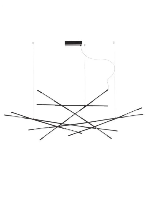 Lustra structura din Metal Negru si abajur din Acrilic Alb H200xL180.5cm IP20 109W 6868lm 3000k RACCIO