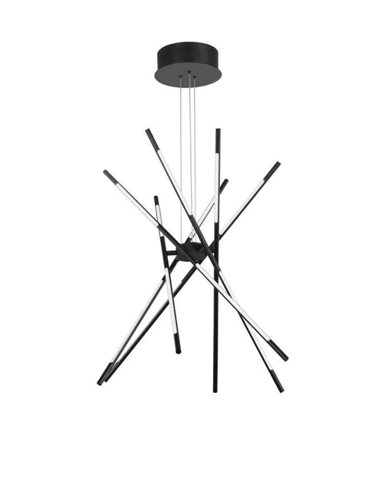 Lustra structura din Metal Negru si abajur din Acrilic Alb H120xL85cm IP20 68W 5397lm 3000k RACCIO