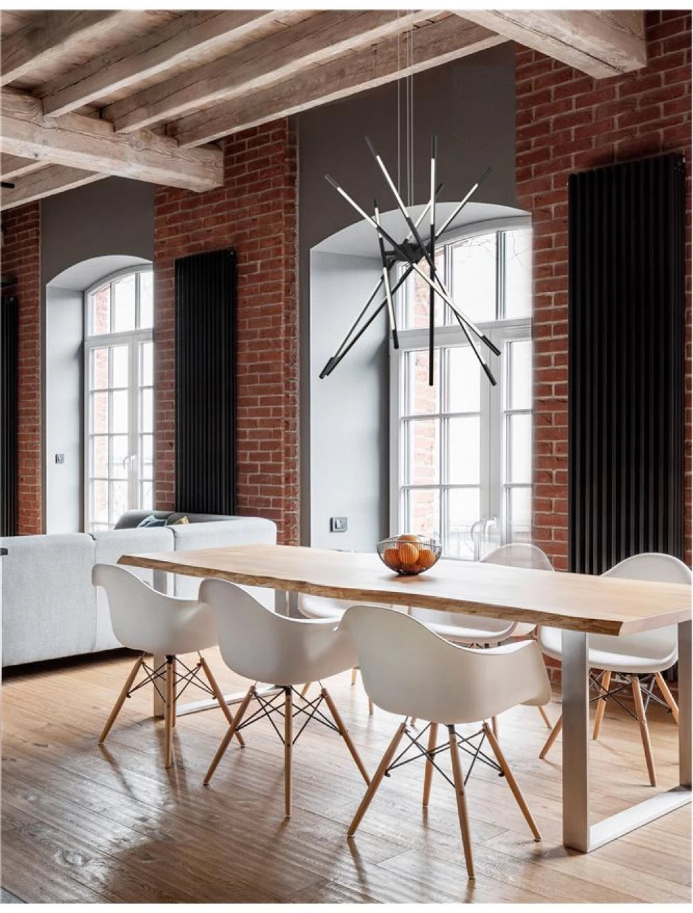 Lustra structura din Metal Negru si abajur din Acrilic Alb H120xL85cm IP20 68W 5397lm 3000k RACCIO