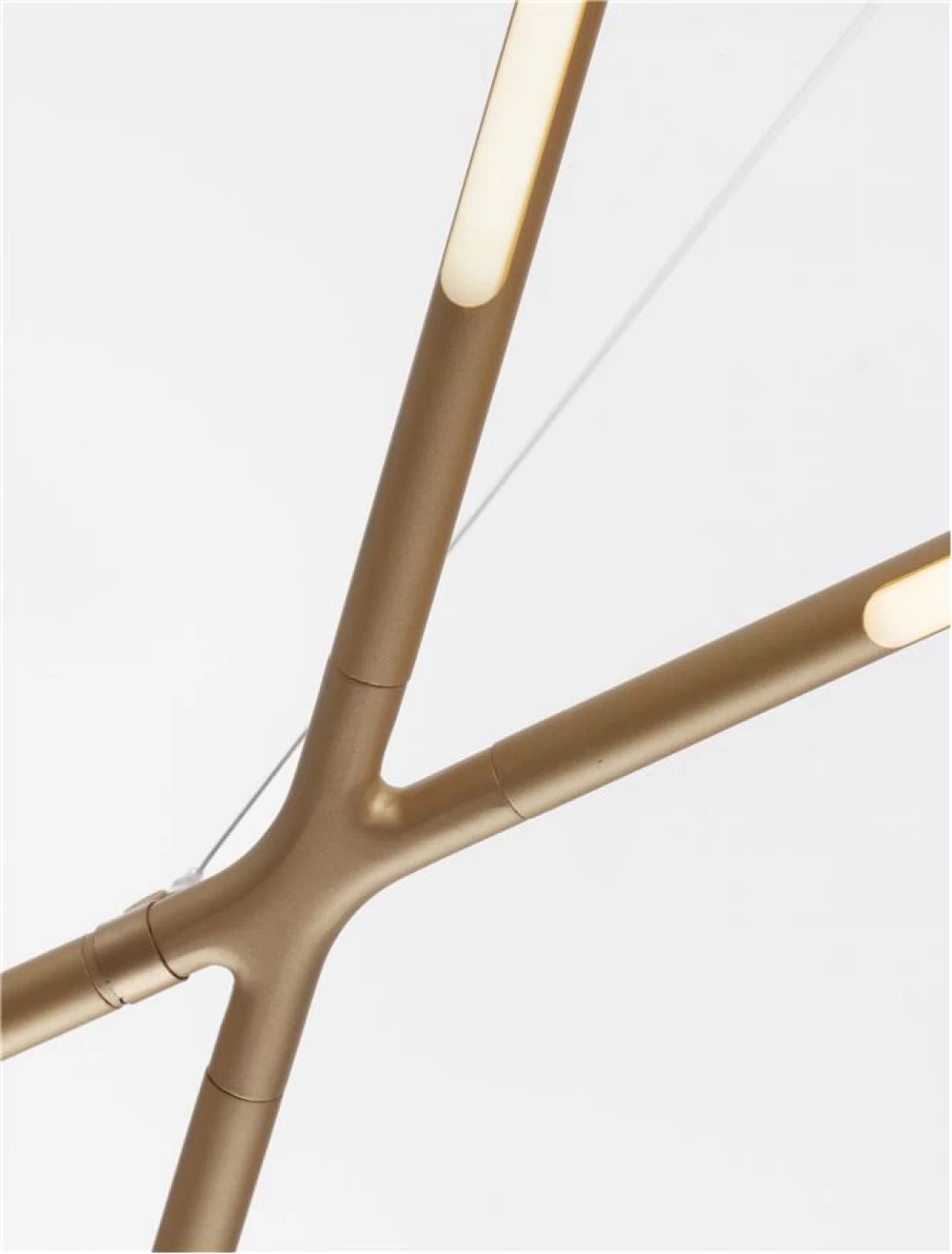 Lustra structura din Metal Auriu si abajur din Acrilic Alb H200xL115cm IP20 27W 1491lm 3000k RACCIO