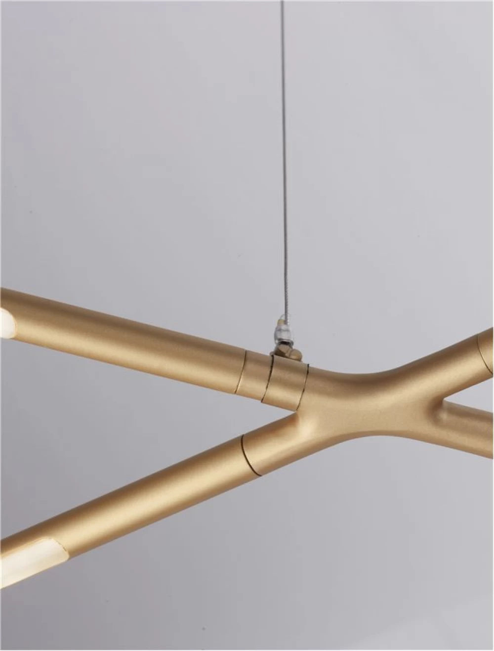 Lustra structura din Metal Auriu si abajur din Acrilic Alb H200xL115cm IP20 27W 1491lm 3000k RACCIO