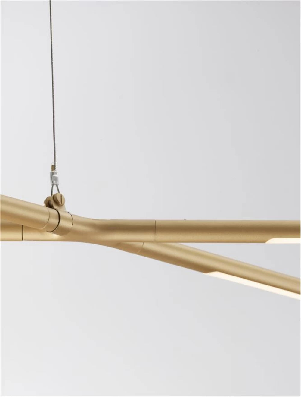Lustra structura din Metal Auriu si abajur din Acrilic Alb H200xL115cm IP20 27W 1491lm 3000k RACCIO