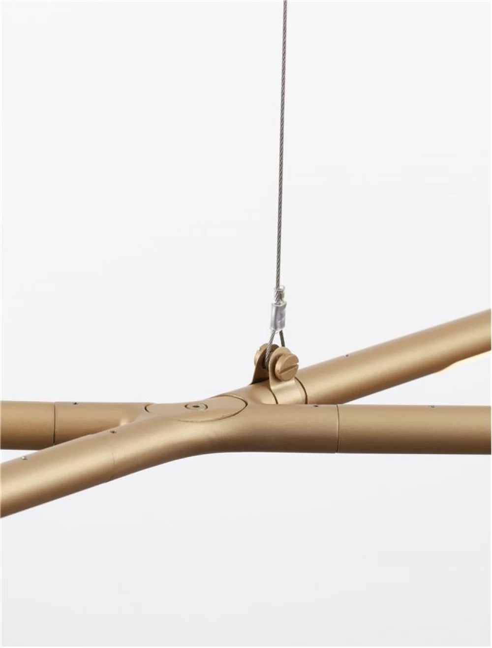 Lustra structura din Metal Auriu si abajur din Acrilic Alb H200xL115cm IP20 27W 1491lm 3000k RACCIO