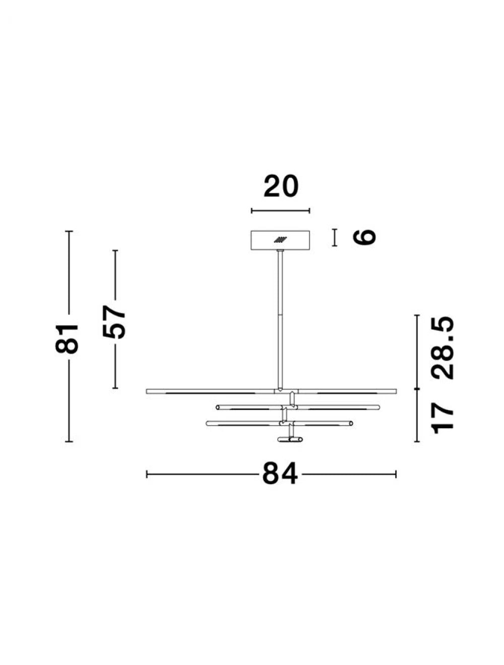 Lustra structura din Metal Auriu si abajur din Acrilic Alb H81xL84cm IP20 48W 3633lm 3000k RACCIO