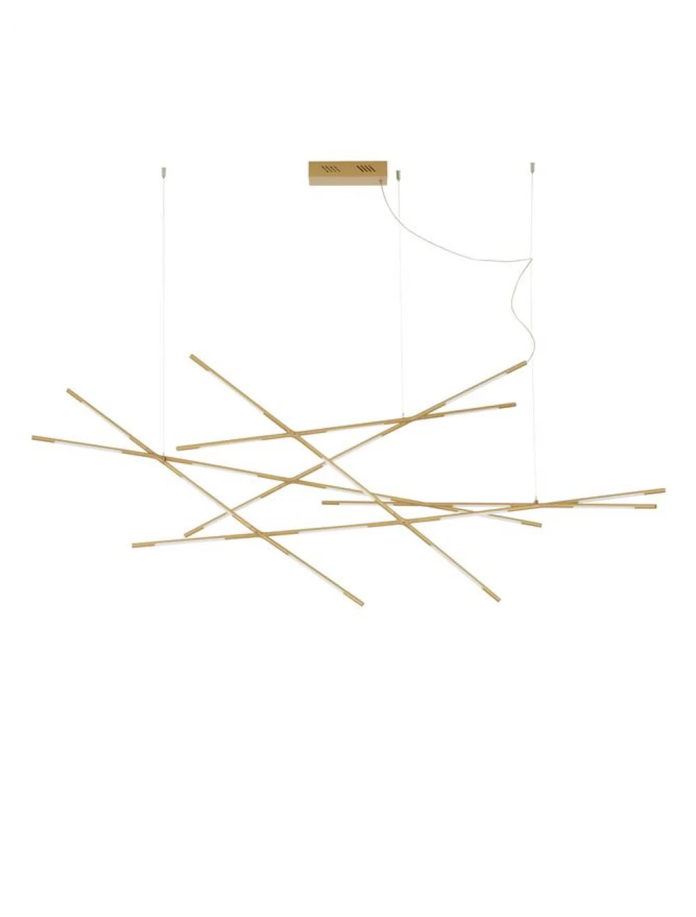 Lustra structura din Metal Auriu si abajur din Acrilic Alb H200xL180.5cm IP20 109W 6868lm 3000k RACCIO