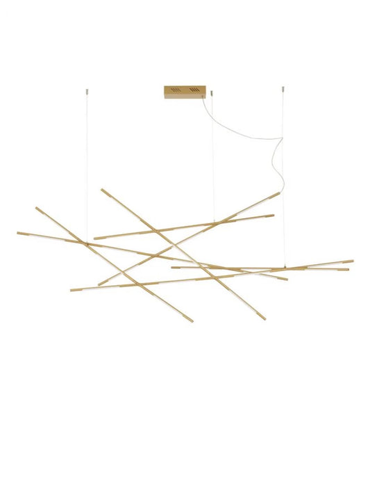 Lustra structura din Metal Auriu si abajur din Acrilic Alb H200xL180.5cm IP20 109W 6868lm 3000k RACCIO