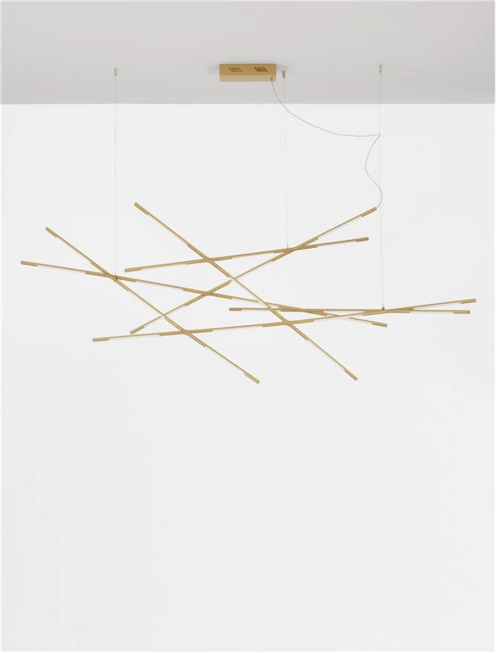 Lustra structura din Metal Auriu si abajur din Acrilic Alb H200xL180.5cm IP20 109W 6868lm 3000k RACCIO