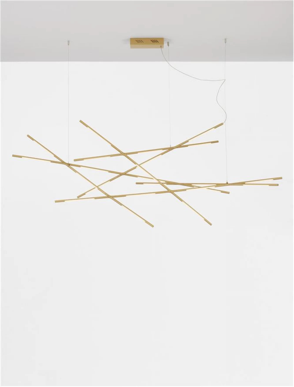 Lustra structura din Metal Auriu si abajur din Acrilic Alb H200xL180.5cm IP20 109W 6868lm 3000k RACCIO