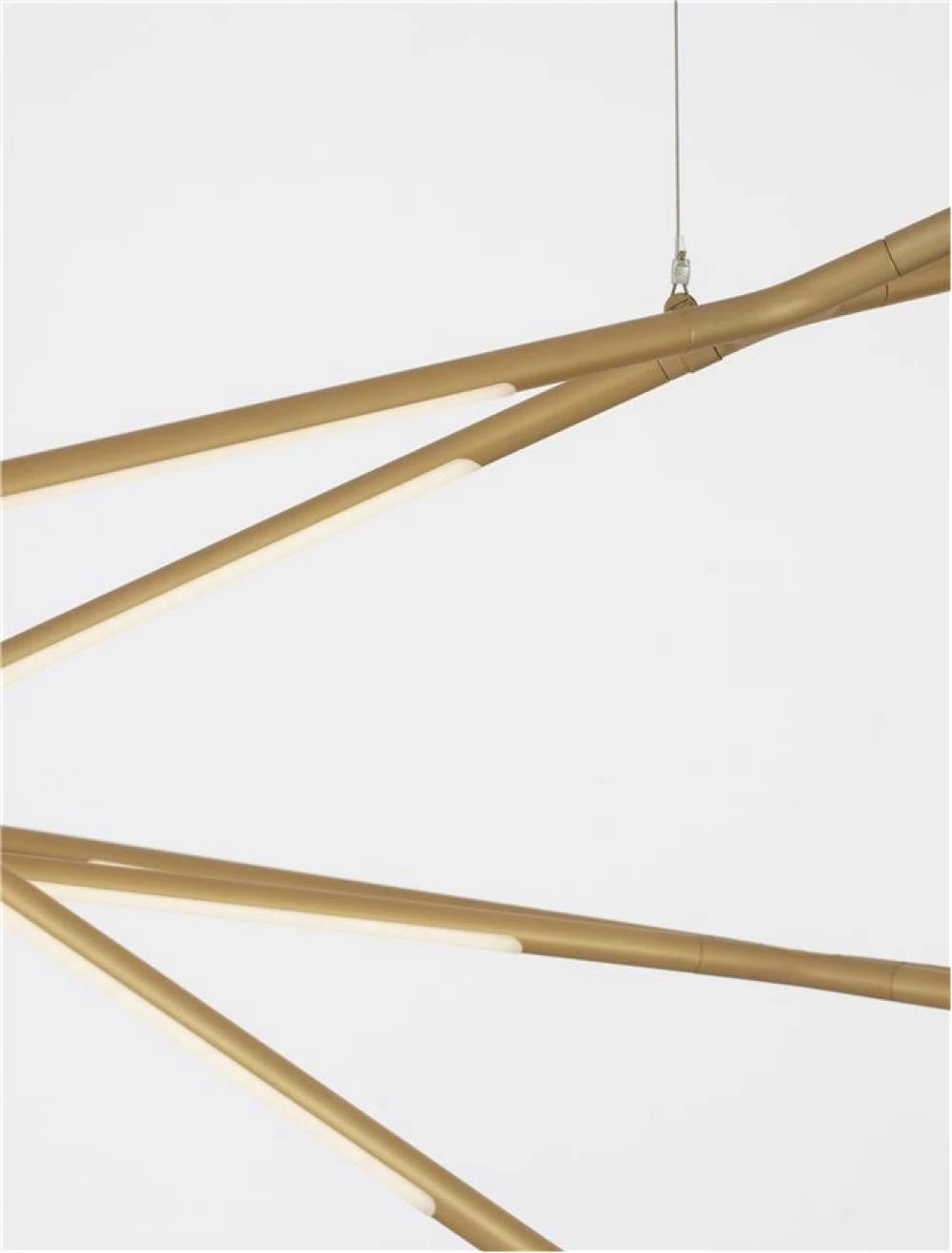 Lustra structura din Metal Auriu si abajur din Acrilic Alb H200xL180.5cm IP20 109W 6868lm 3000k RACCIO