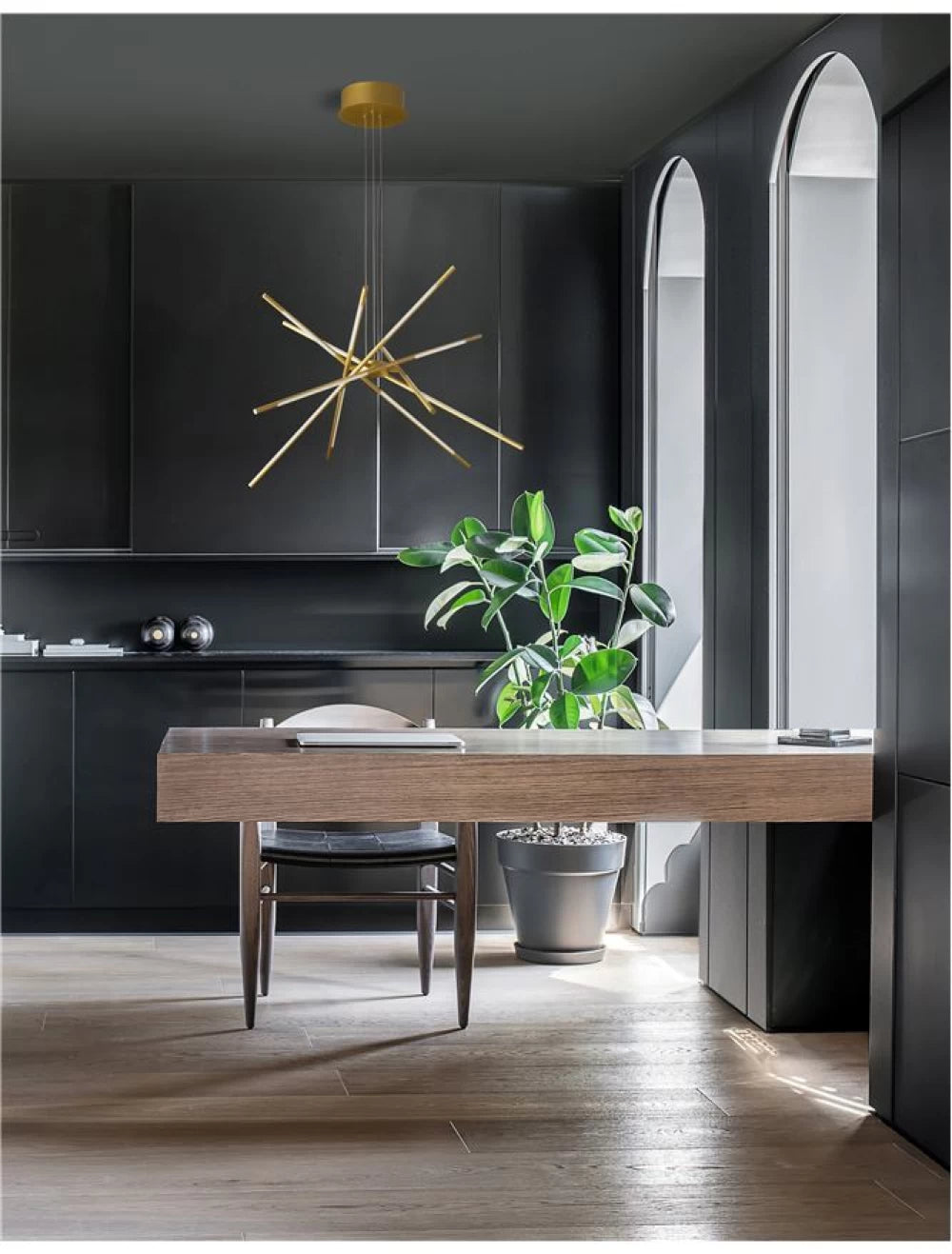 Lustra structura din Metal Auriu si abajur din Acrilic Alb H120xL85cm IP20 68W 5397lm 3000k RACCIO