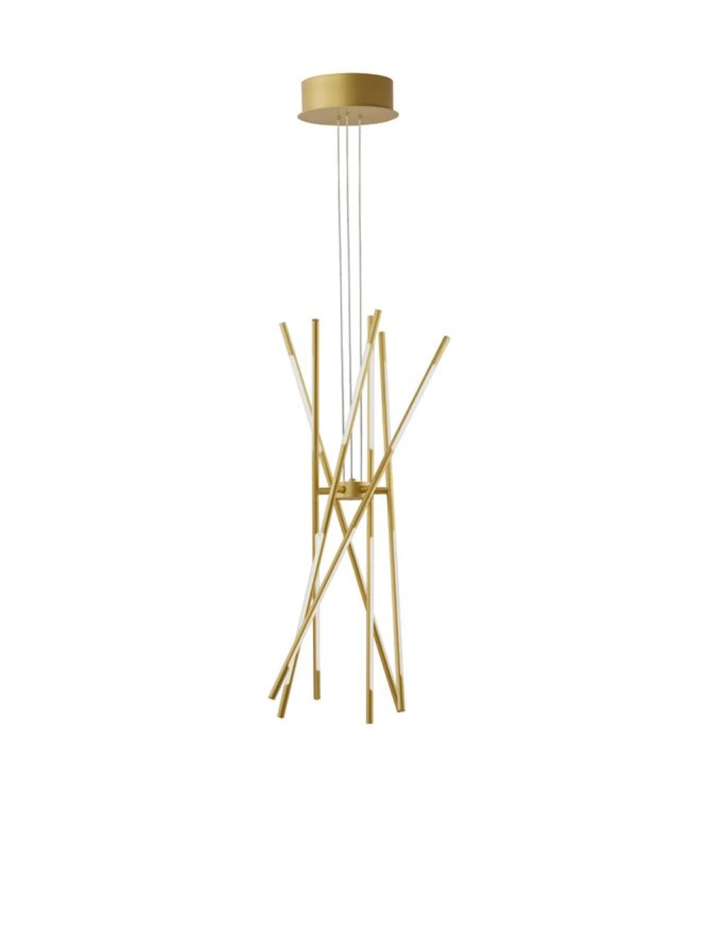 Lustra structura din Metal Auriu si abajur din Acrilic Alb H120xL85cm IP20 68W 5397lm 3000k RACCIO