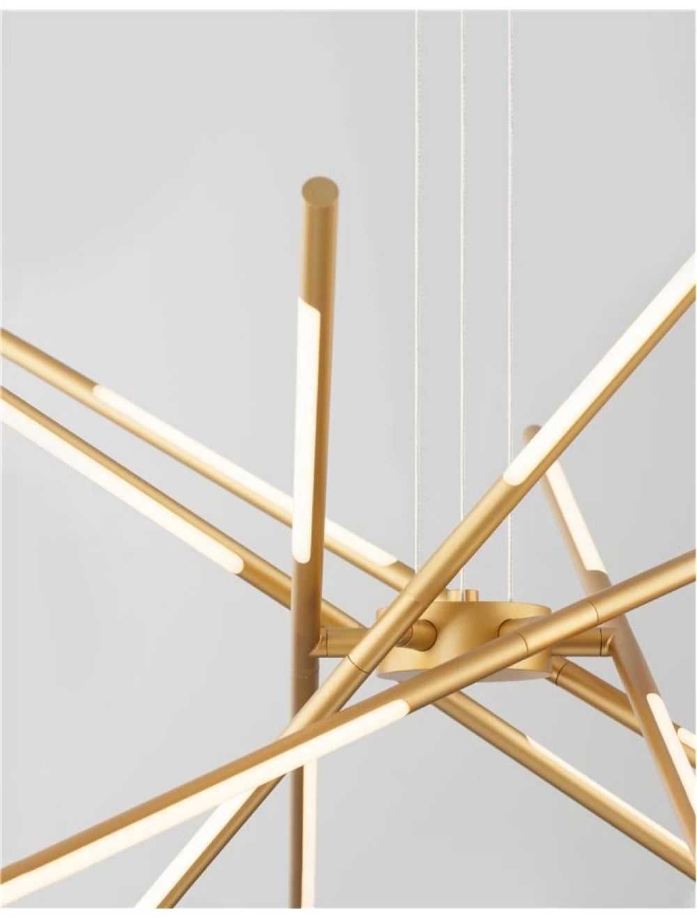 Lustra structura din Metal Auriu si abajur din Acrilic Alb H120xL85cm IP20 68W 5397lm 3000k RACCIO