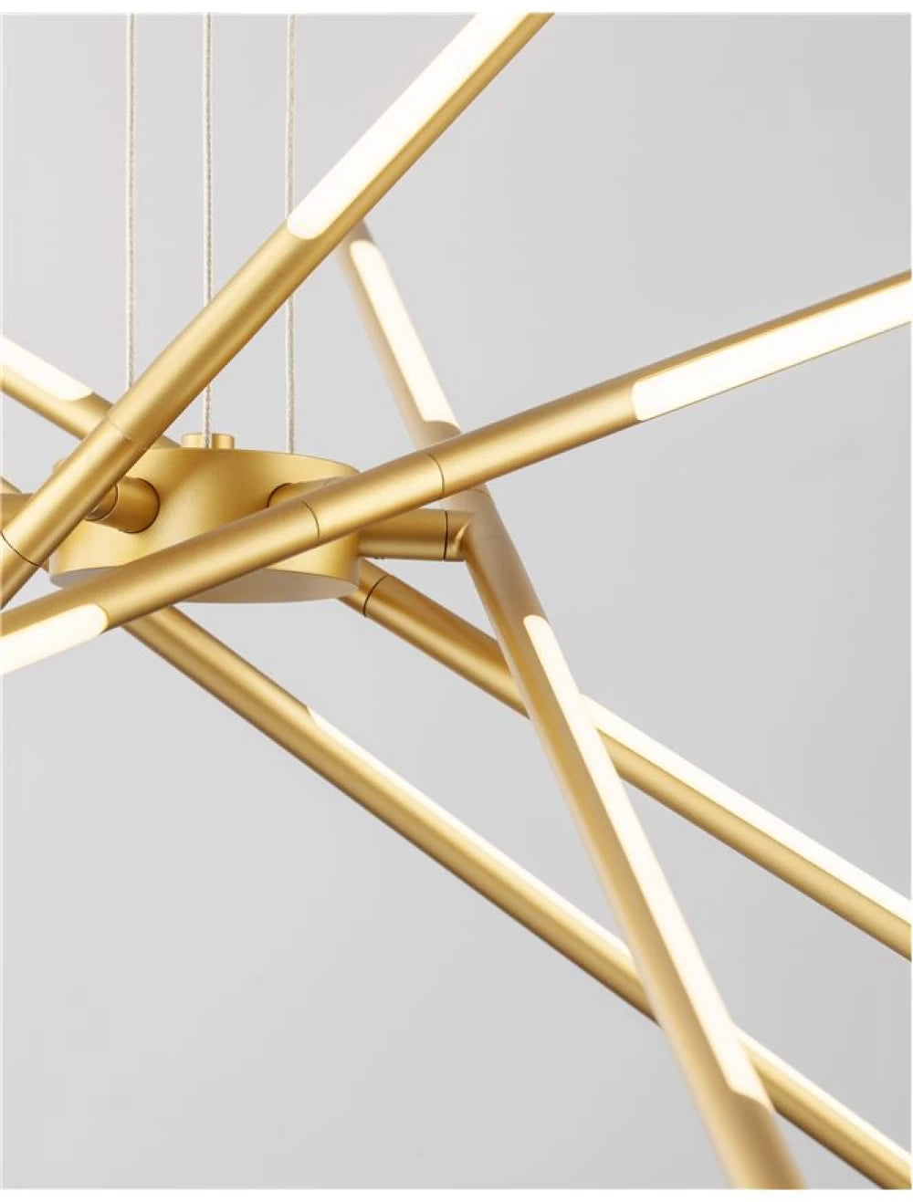 Lustra structura din Metal Auriu si abajur din Acrilic Alb H120xL85cm IP20 68W 5397lm 3000k RACCIO