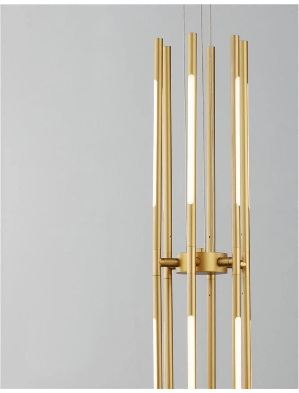 Lustra structura din Metal Auriu si abajur din Acrilic Alb H120xL85cm IP20 68W 5397lm 3000k RACCIO