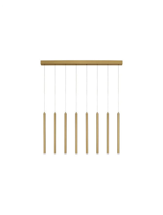 Lustra structura din Aluminiu Auriu si abajur din Acrilic Alb H180xL100cm IP20 21W 1581lm 3000k TRIMLE