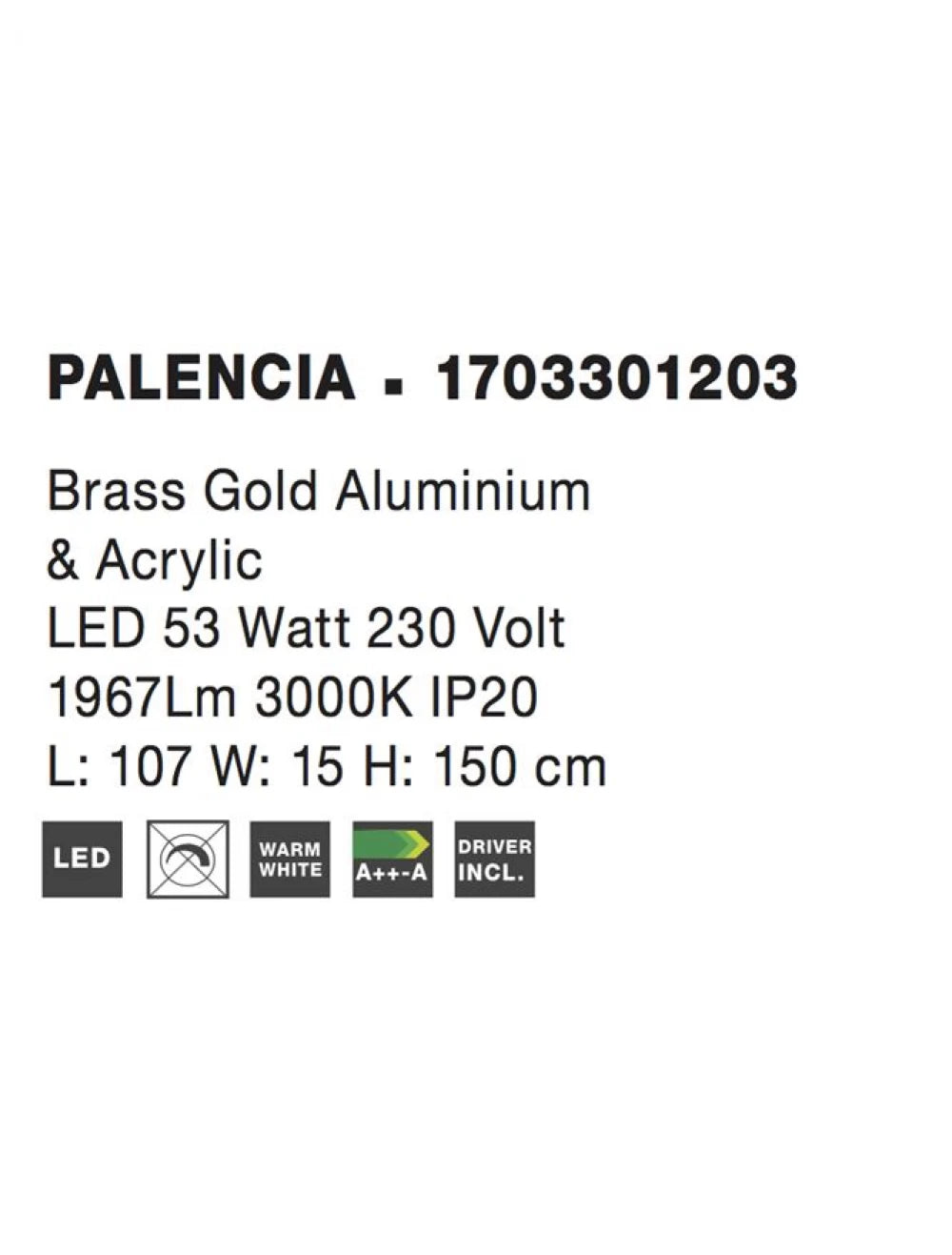 Lustra din Aluminiu Auriu H150xL107cm IP20 50W 3946lm 3000k PALENCIA