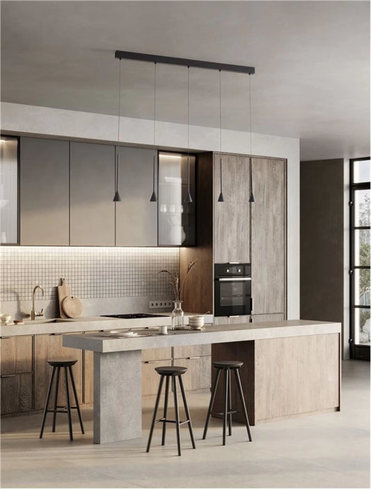 Lustra structura din Aluminiu Negru si abajur din Aluminiu Negru H150xL110cm IP20 27W 1301lm 3000k NET