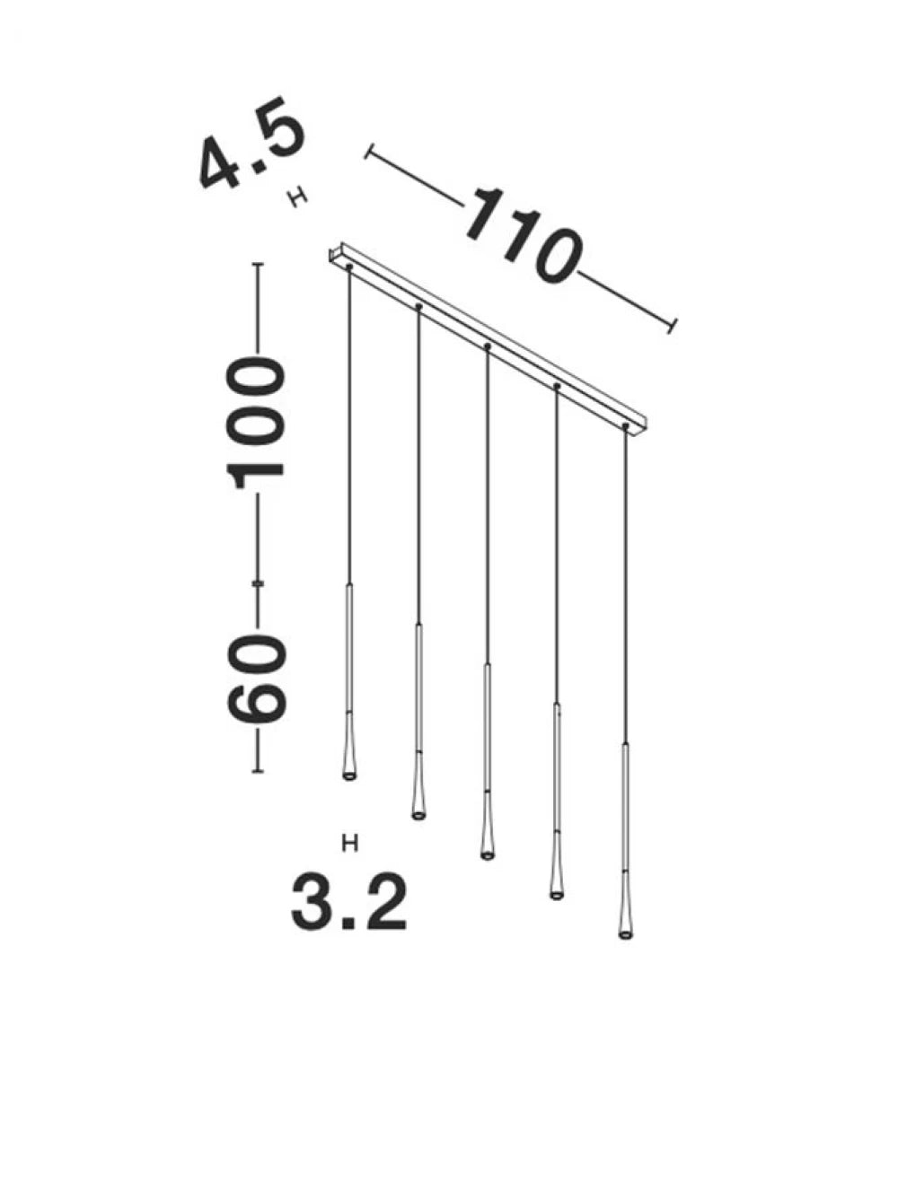 Lustra structura din Metal Negru si abajur din Metal Negru H160xL110cm IP20 38W 1301lm 3000k GOCCIO