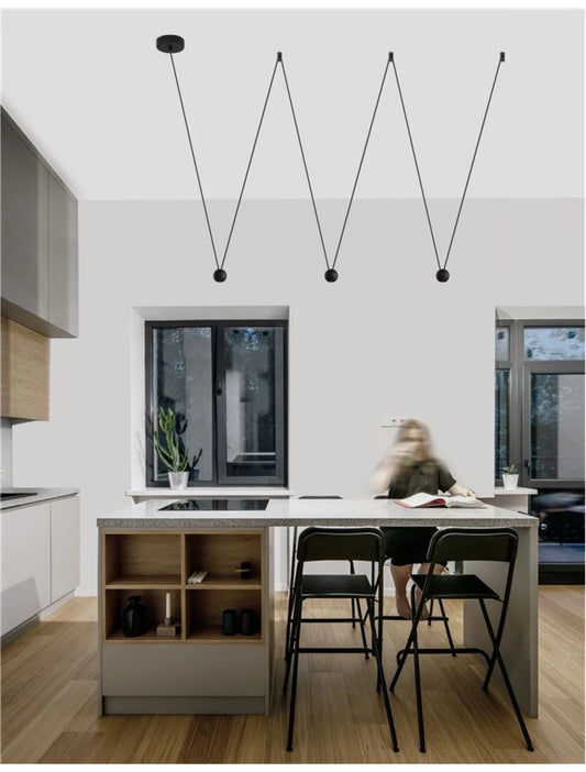 Lustra structura din Aluminiu Negru si abajur din Aluminiu Negru H112xL320cm IP20 13.5W 660lm 3000k NOCCI