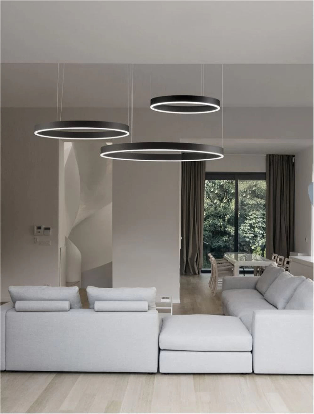 Lustra din Aluminiu Negru H250xL100cm IP20 140W 7840lm 3000k MOTIF