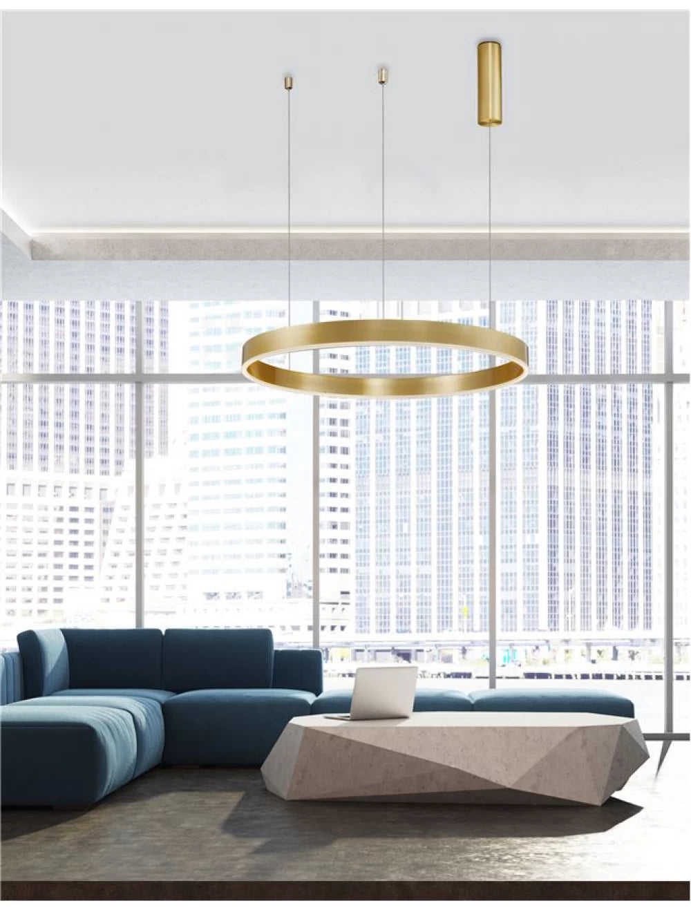 Lustra structura din Aluminiu Auriu si abajur din Acrilic Alb H200xL80cm IP20 50W 3684lm 3000k MOTIF