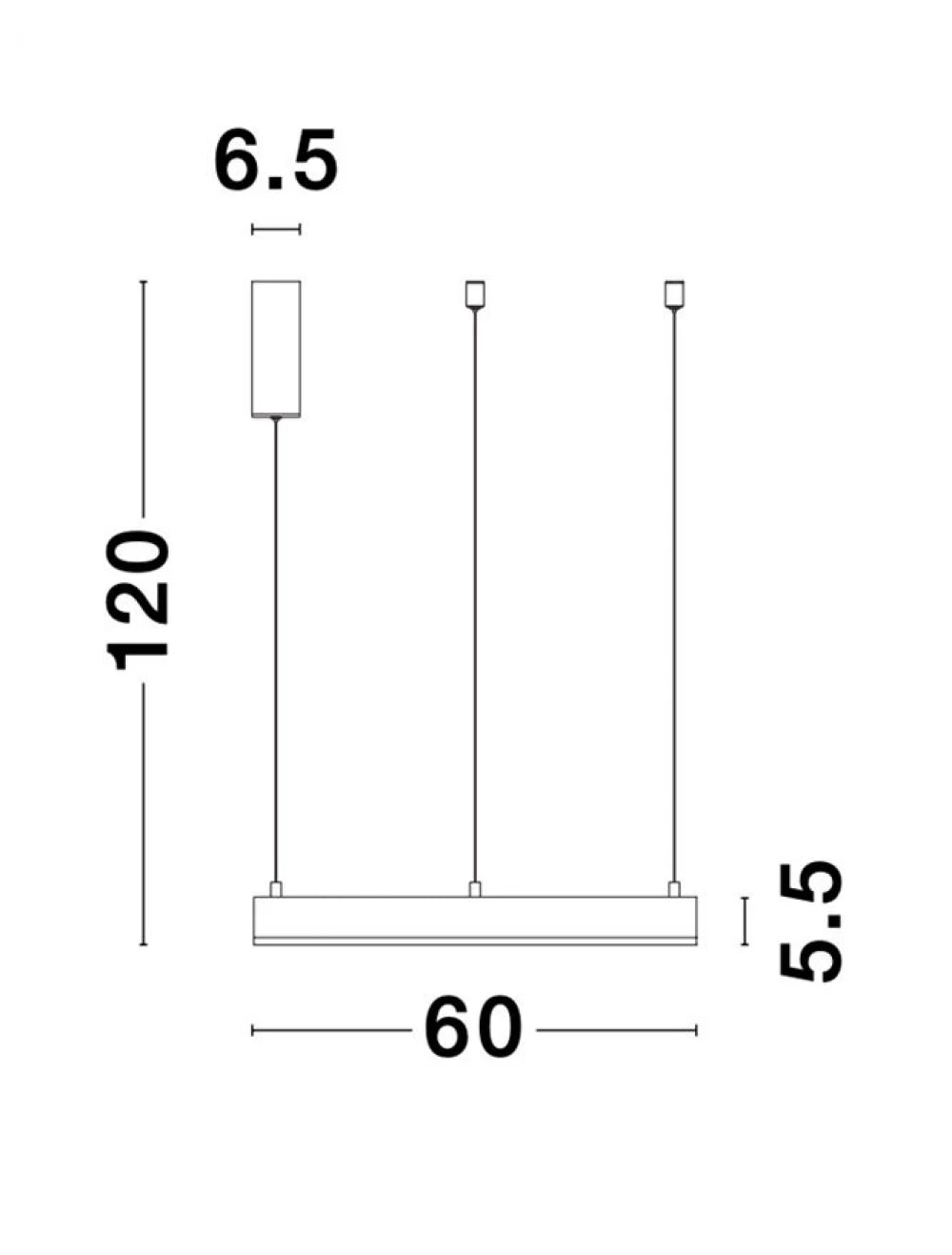 Lustra structura din Aluminiu Alb si abajur din Acrilic  H200xL60cm IP20 40W 2943lm 3000k MOTIF
