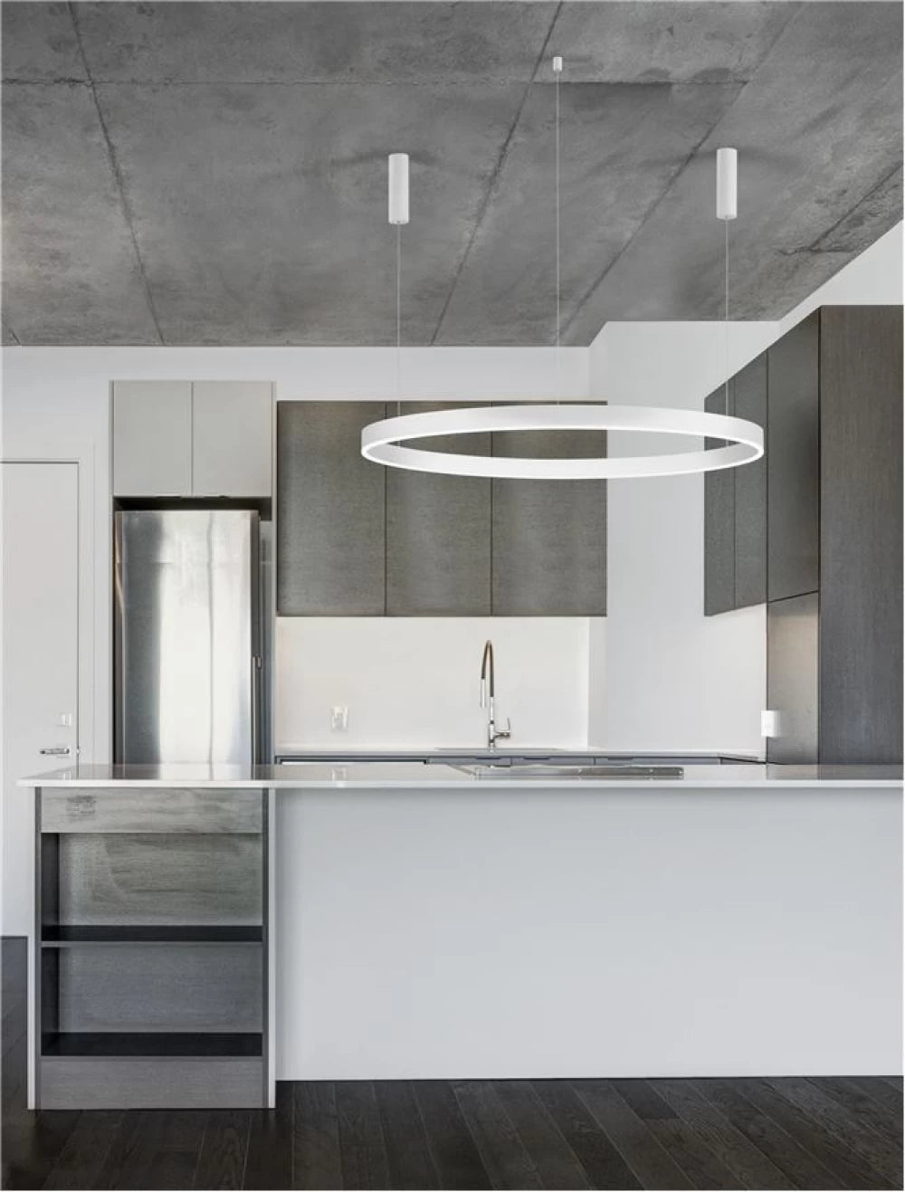 Lustra structura din Aluminiu Alb si abajur din Acrilic H250xL120cm IP20 72W 5250lm 3000k MOTIF