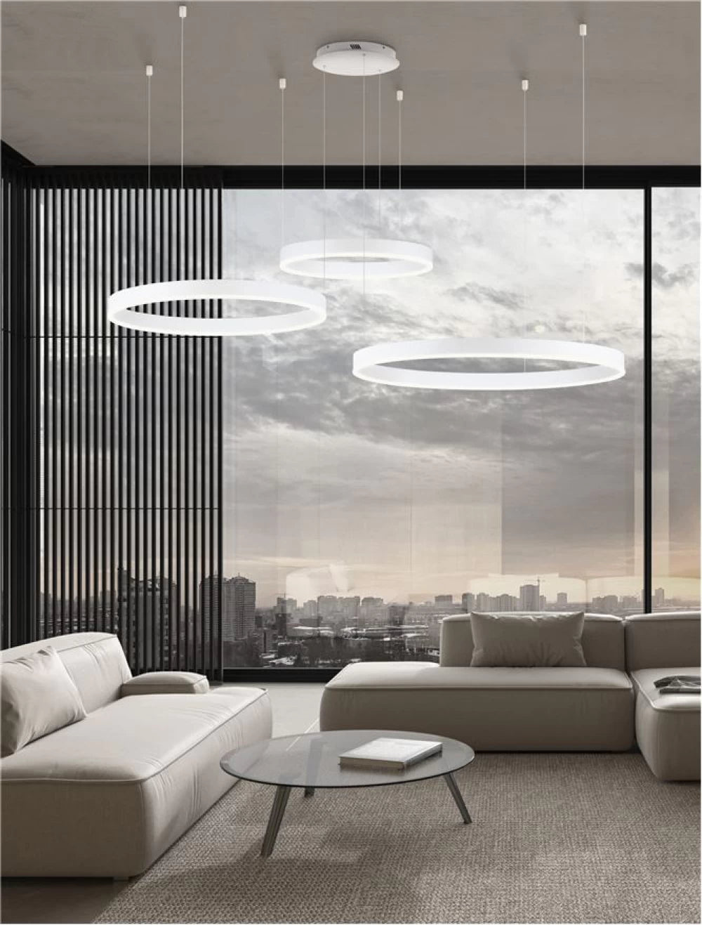 Lustra structura din Aluminiu Alb si abajur din Acrilic H250xL100cm IP20 140W 7840lm 3000k MOTIF