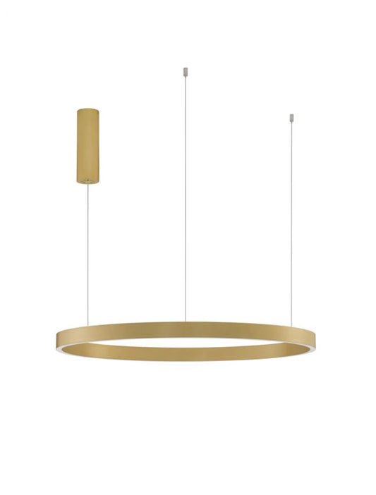 Lustra structura din Aluminiu Auriu si abajur din Acrilic Alb H150xL80cm IP20 77W 3326lm 3000k ELOWEN