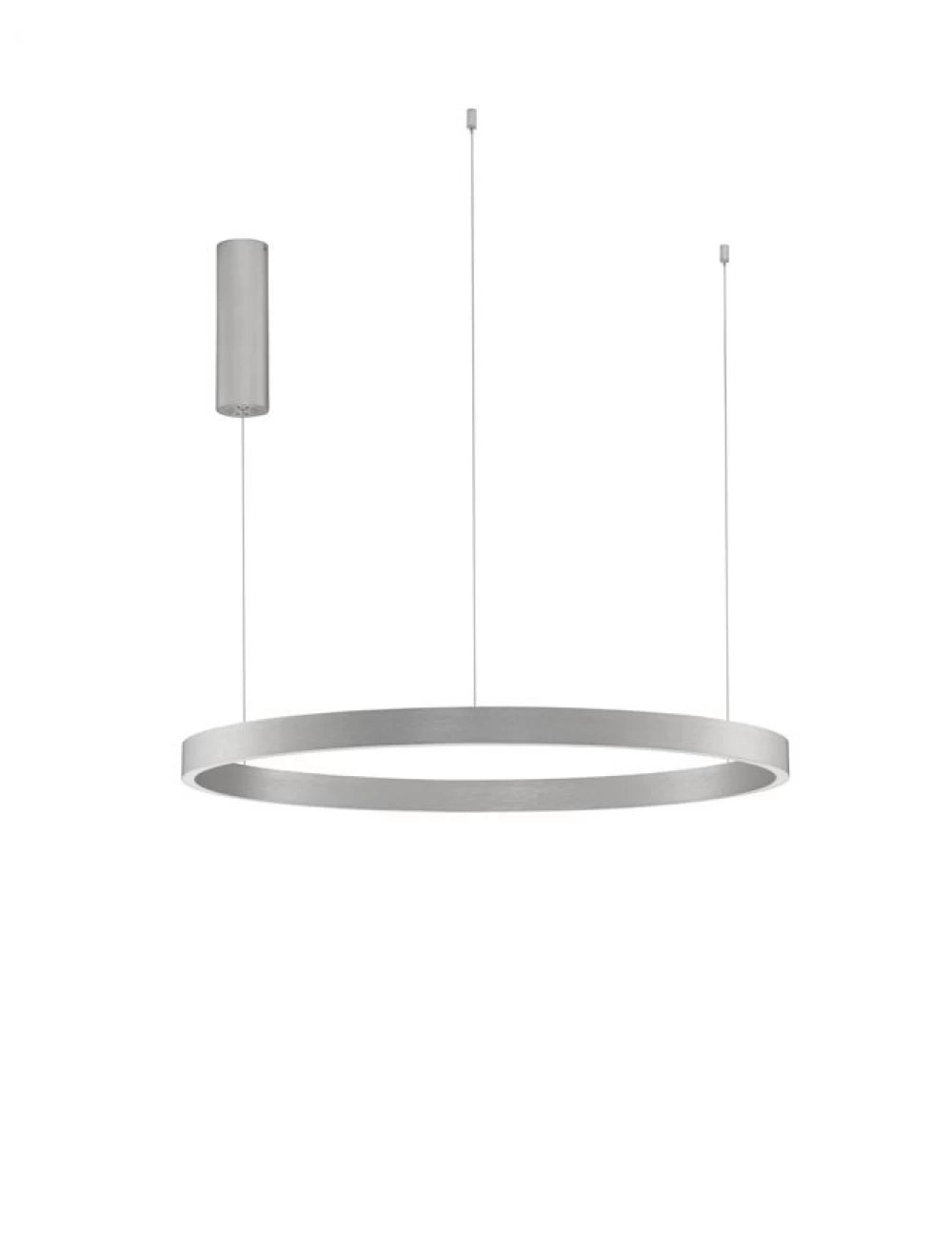 Lustra structura din Aluminiu Argintiu si abajur din Acrilic Alb H150xL80cm IP20 77W 3326lm 3000k ELOWEN