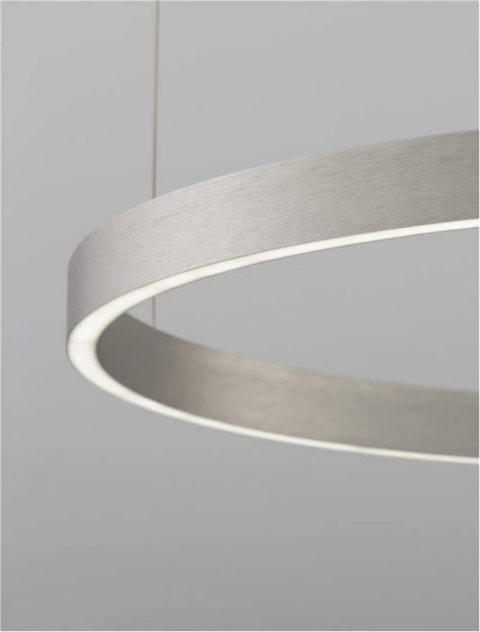 Lustra structura din Aluminiu Argintiu si abajur din Acrilic Alb H150xL80cm IP20 77W 3326lm 3000k ELOWEN