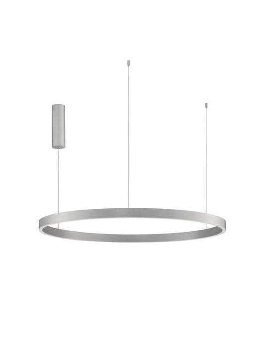 Lustra structura din Aluminiu Argintiu si abajur din Acrilic Alb H200xL98cm IP20 106W 4899lm 3000k ELOWEN