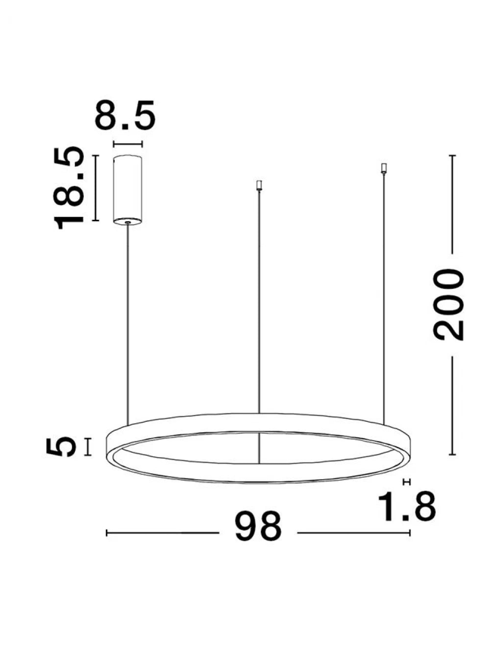 Lustra structura din Aluminiu Argintiu si abajur din Acrilic Alb H200xL98cm IP20 106W 4899lm 3000k ELOWEN