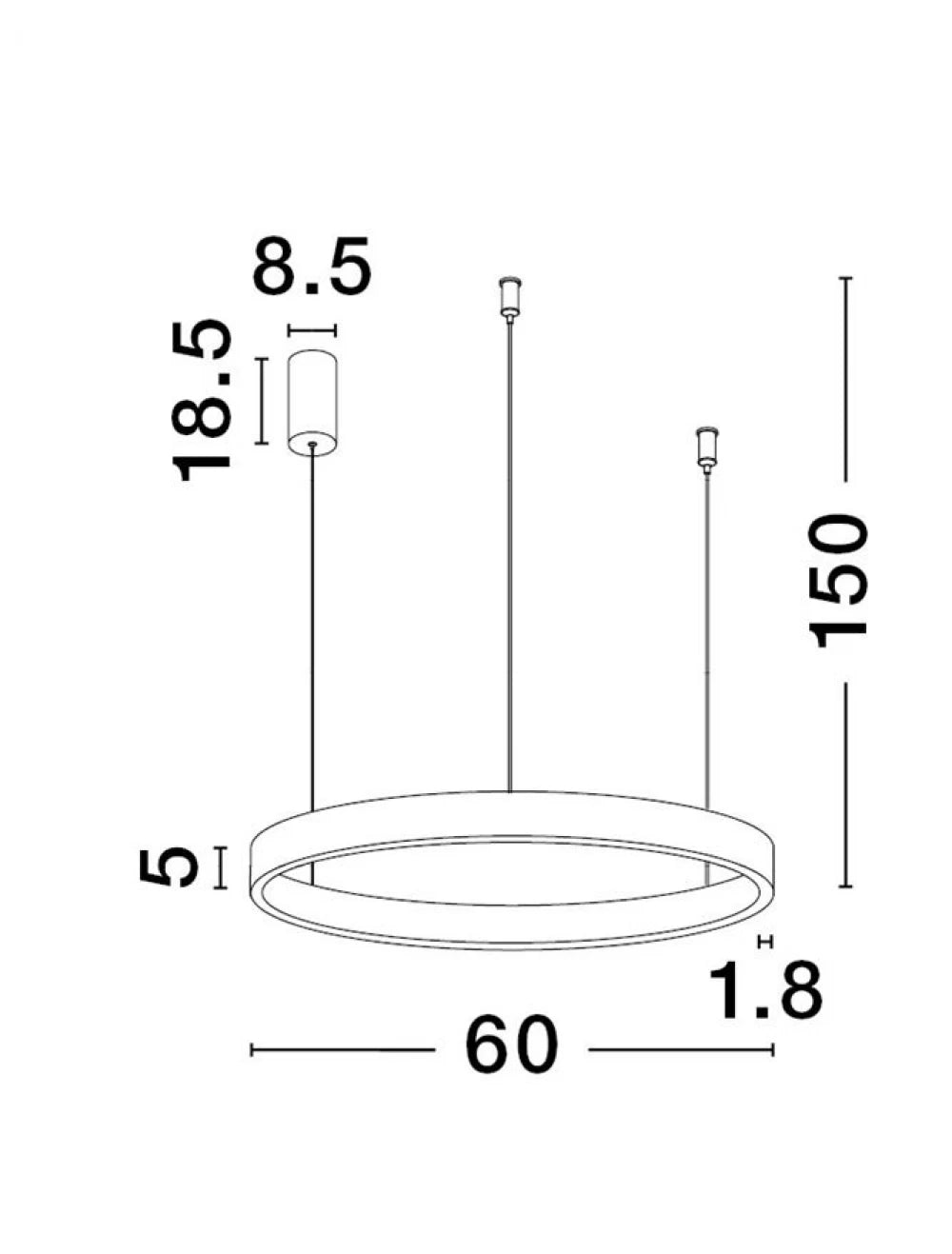 Lustra structura din Aluminiu Alb si abajur din Acrilic H150xL60cm IP20 60W 2558lm 3000k ELOWEN