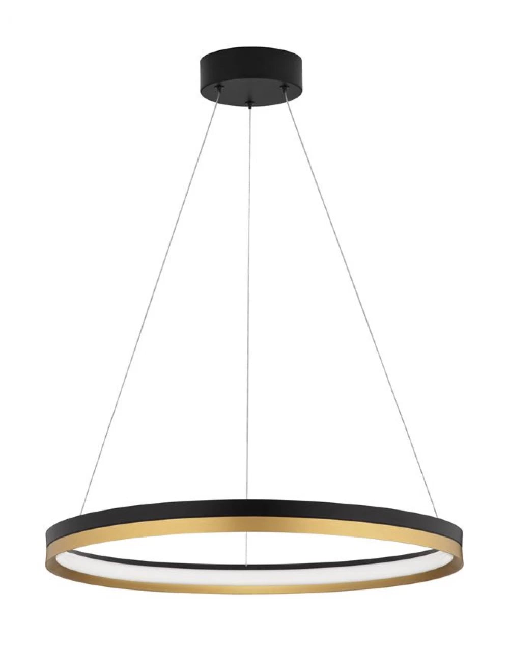 Lustra structura din Metal Negru/Auriu si abajur din Acrilic Alb H150xL60cm IP20 33W 4580lm 3000k CANTRIA