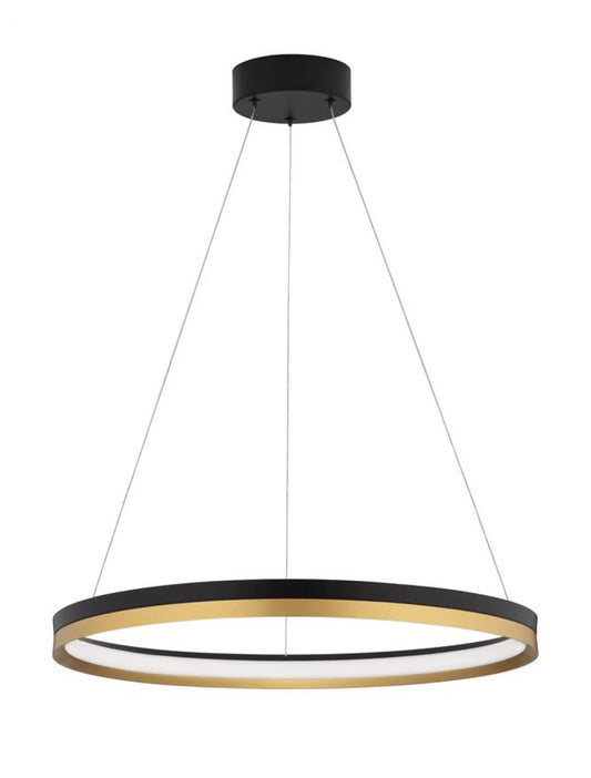 Lustra structura din Metal Negru/Auriu si abajur din Acrilic Alb H150xL60cm IP20 33W 4580lm 3000k CANTRIA