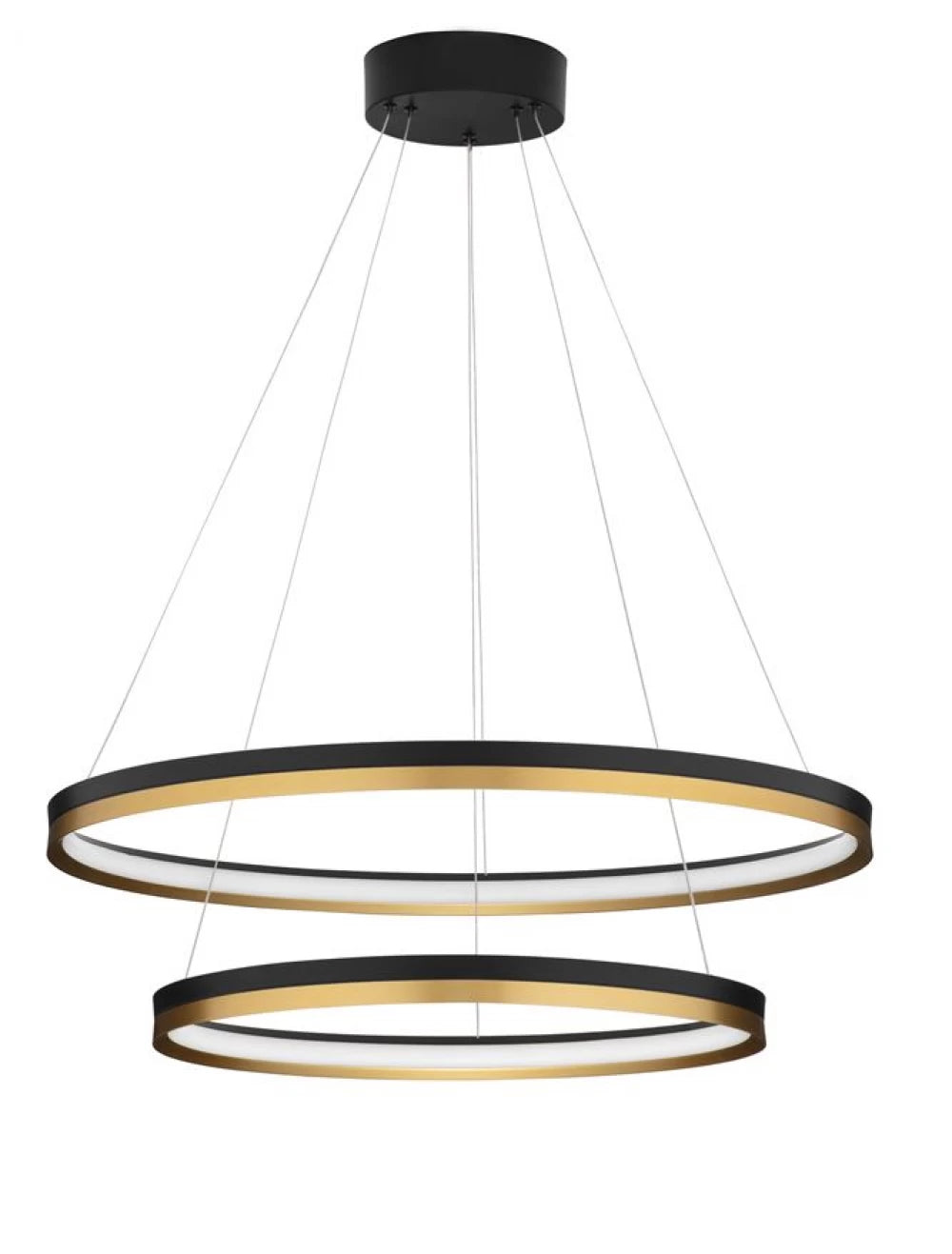 Lustra structura din Metal Negru/Auriu si abajur din Acrilic Alb H150xL60cm IP20 98W 7643lm 3000k CANTRIA